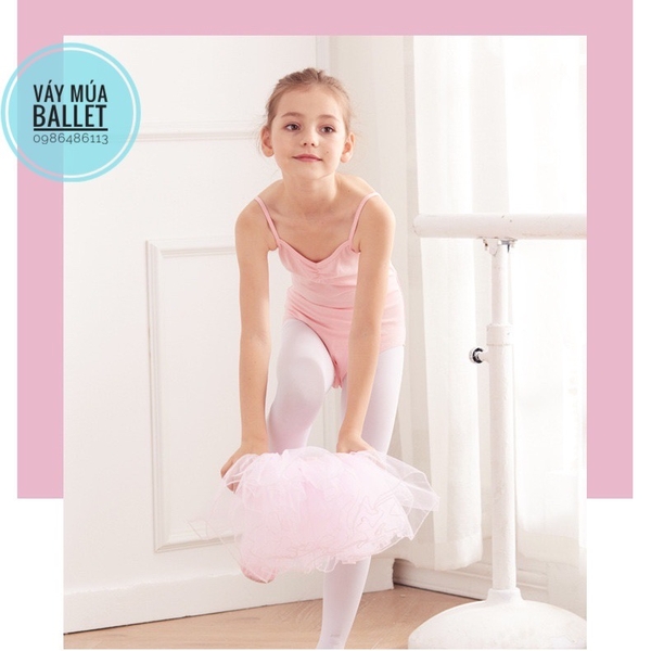 Set áo váy múa 2 dây vạt chéo lưng (tím, xanh, hồng)