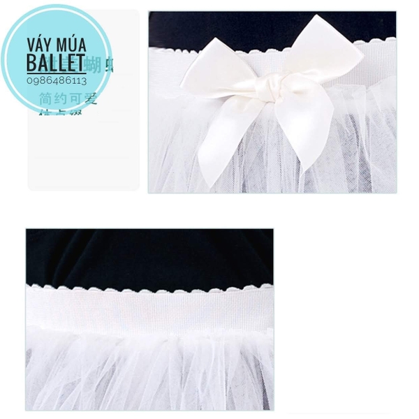 Set áo váy múa 2 dây kép đen trắng