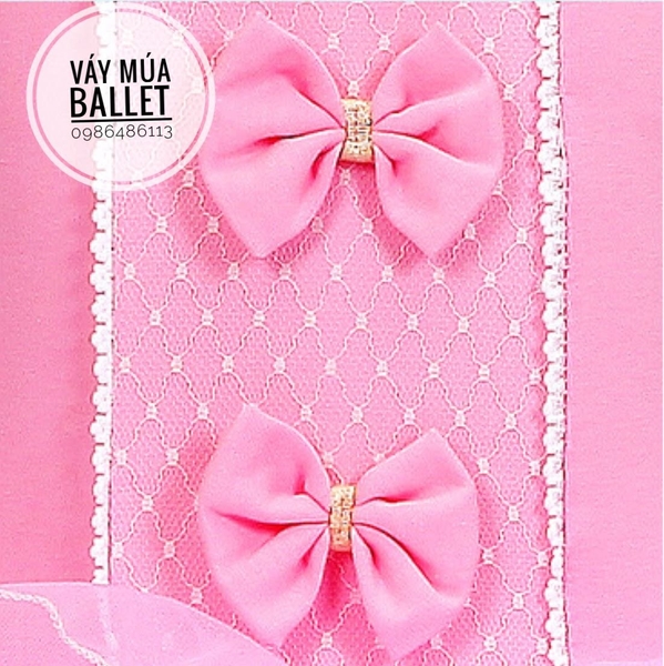 Váy múa 3 nơ dài tay màu xanh