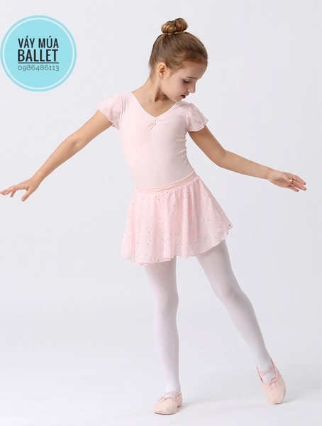 Set áo váy tập múa tay búp sao (tím, xanh, hồng)