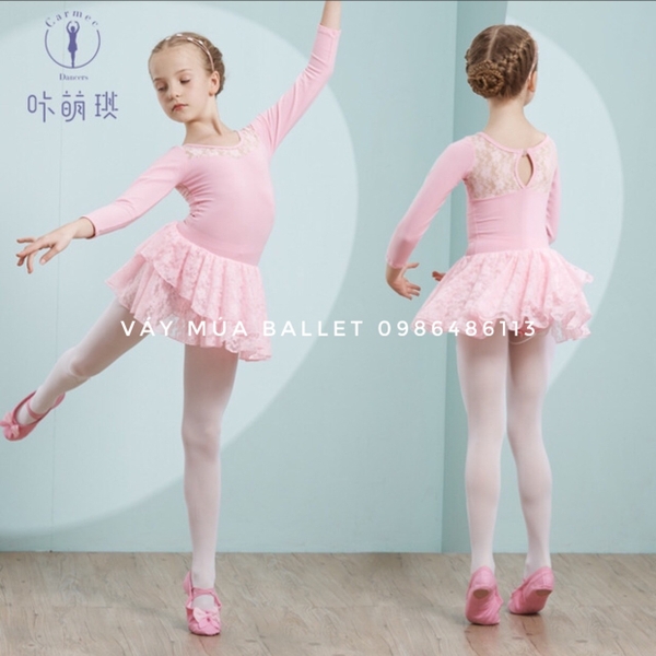 Váy tập múa ren tầng dài tay