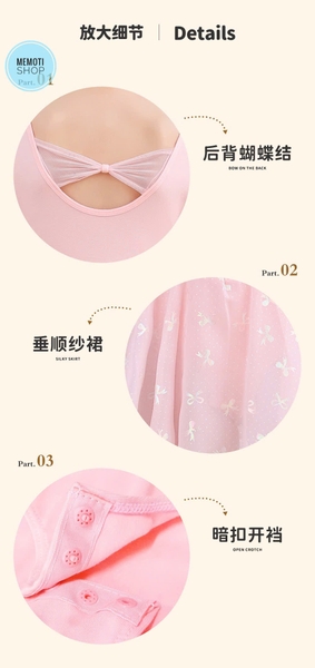 Váy tập múa nơ lưng voan nơ dài tay (xanh, hồng, tím)
