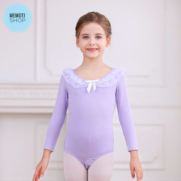 Set áo váy múa bèo cổ dài hồng trắng