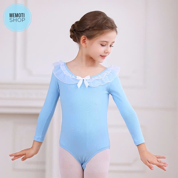 Set áo váy múa bèo cổ dài hồng trắng