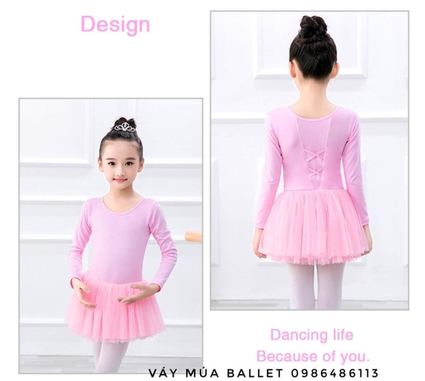 Set áo váy múa đan lưng dài tay