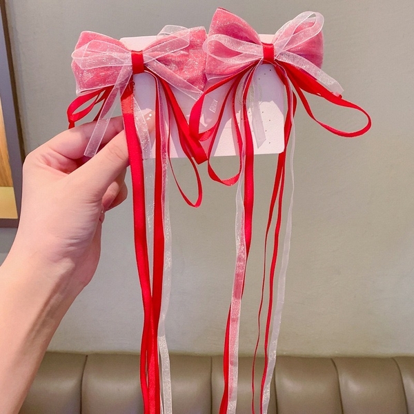 Set 2 kẹp tóc nơ ruy băng dài