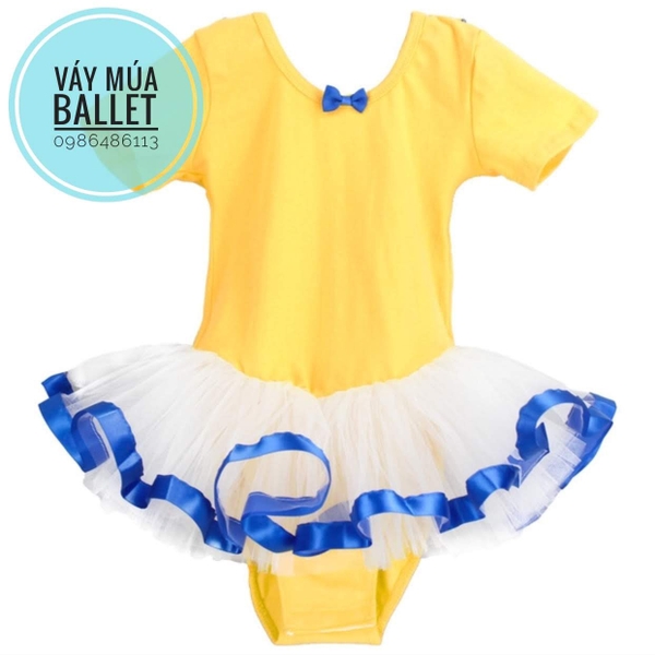 Váy múa vàng viền xanh