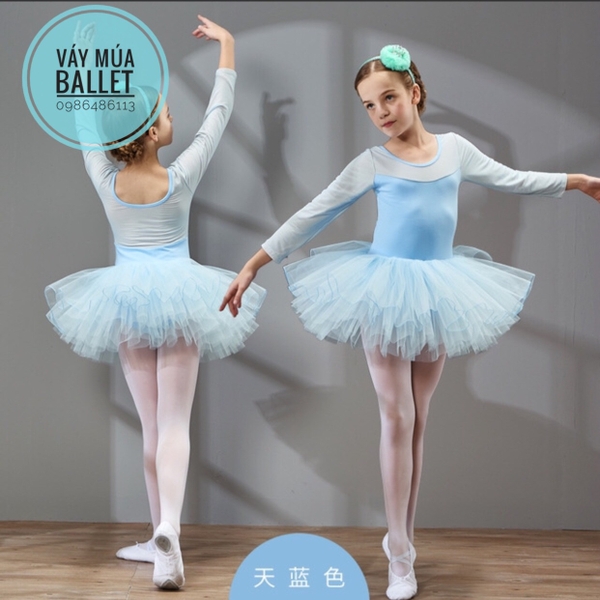 Váy múa phối voan dài tay