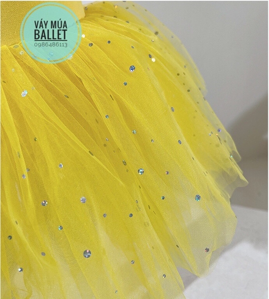 Váy múa đan lưng sao dài tay (hồng, xanh, vàng, tím, cam)