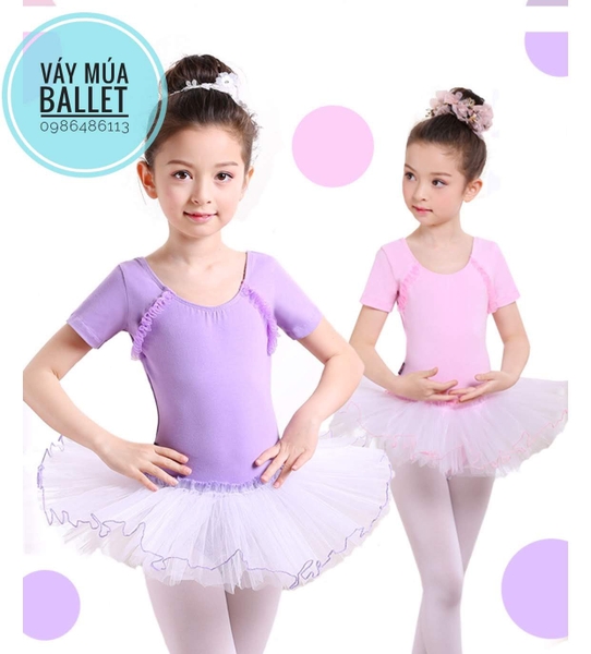 Váy múa bèo cầu ngực 4 màu phối trắng