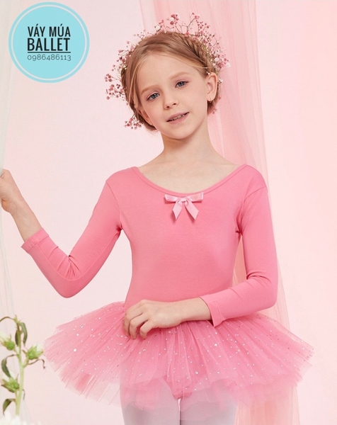 Váy múa đan lưng sao dài E (hồng, nâu, đỏ)