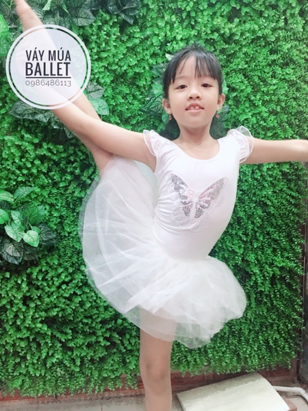 Váy múa tay tiên bướm trắng