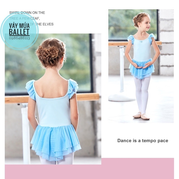 Váy tập múa tiên voan 2 tầng (hồng, xanh, tím, đen)