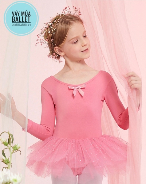 Váy múa đan lưng sao dài E (hồng, nâu, đỏ)