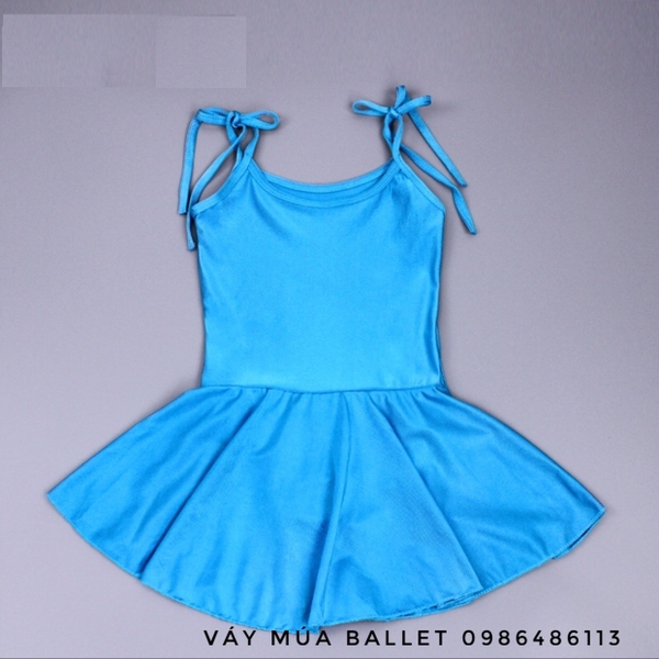 Váy tập múa thun 2 dây xanh