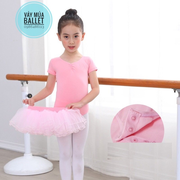 Set áo váy múa basic dài tay (hồng, xanh, tím)