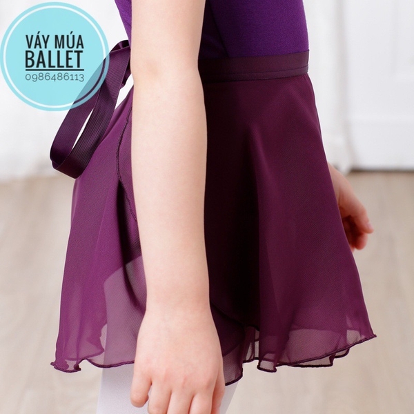 Chân váy múa tà buộc voan mềm (tím, xanh, hồng, đen, trắng)