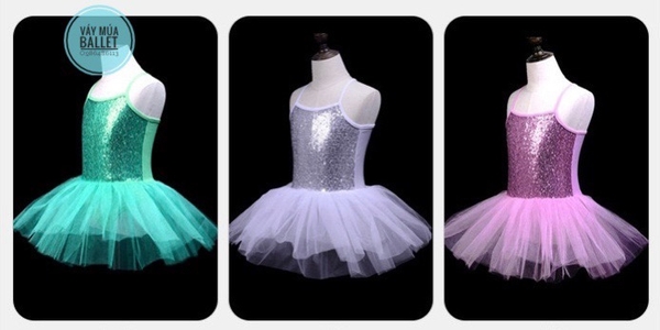 Váy múa thun 2 dây kimsa (xanh, hồng, trắng)