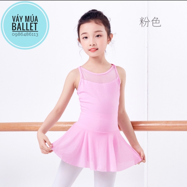 Váy tập múa phối voan 2 dây đan lưng