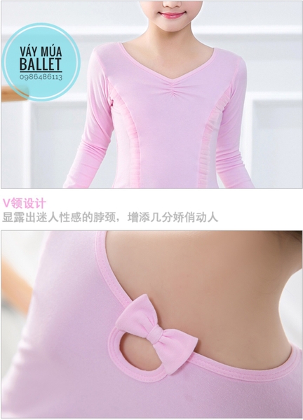 Váy múa nơ lưng voan lụa mềm dài tay