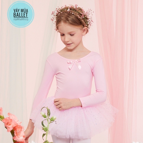 Váy múa đan lưng sao dài E (hồng, nâu, đỏ)