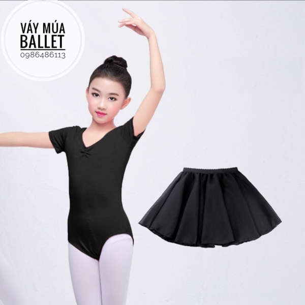 Set áo váy tập múa tay ngắn (tím, hồng, đen, đậm)