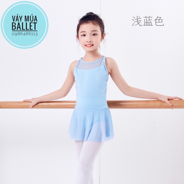 Váy tập múa phối voan 2 dây đan lưng