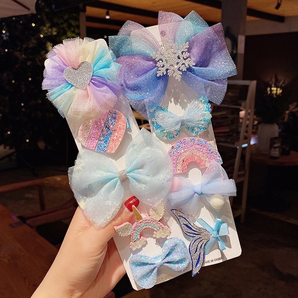 Set kẹp tóc nơ công chúa