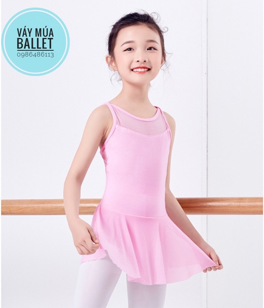 Váy tập múa phối voan 2 dây đan lưng