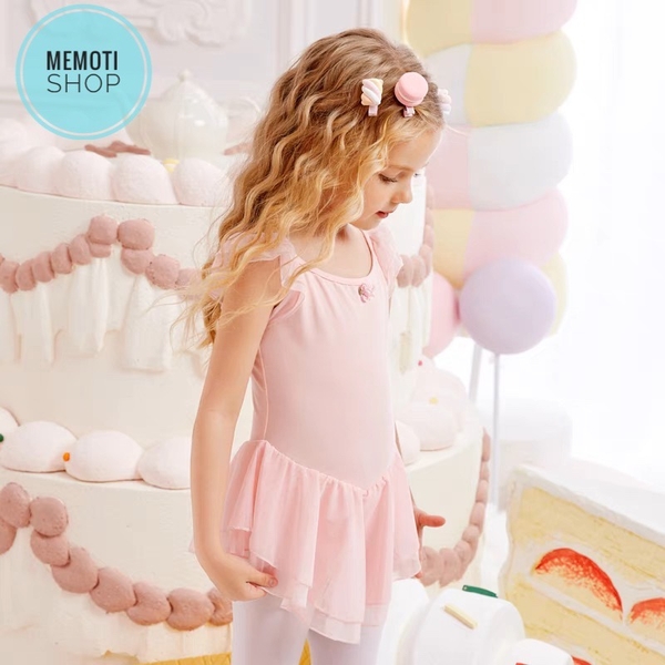 Váy tập múa tiên tầng nơ đan lưng (xanh, hồng)