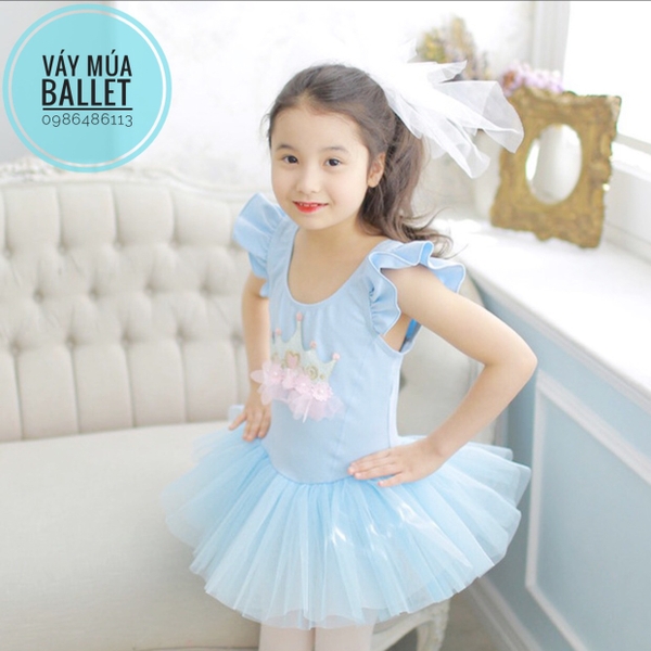 Váy múa vương miện tay tiên (hồng, xanh, trắng)