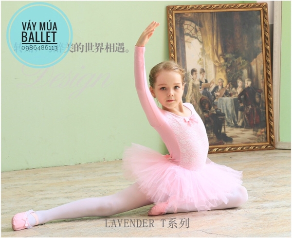 Váy múa ren ngực nơ dài tay