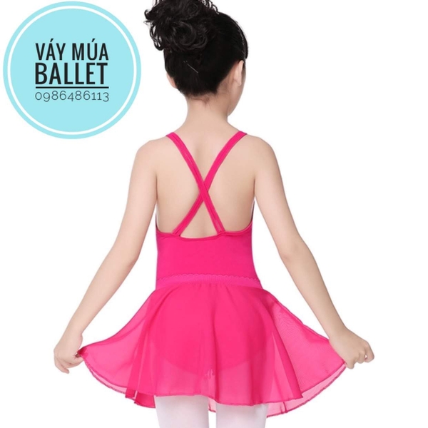 Set áo váy tập múa 2 dây đan chéo (hồng, xanh, đậm)