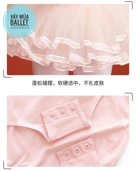 Váy múa tiên nơ viền new (tím, xanh, hồng)