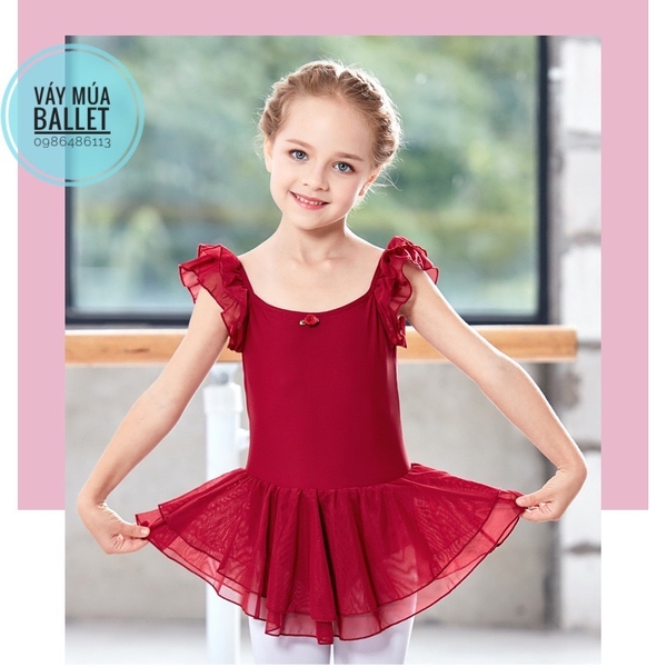 Váy tập múa tiên voan 2 tầng (hồng, xanh, tím, đen)