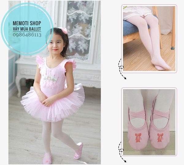 Váy múa vương miện hồng phấn