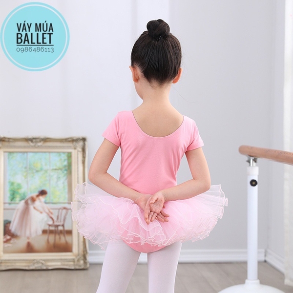 Set áo váy múa basic tay ngắn (hồng, tím, xanh)