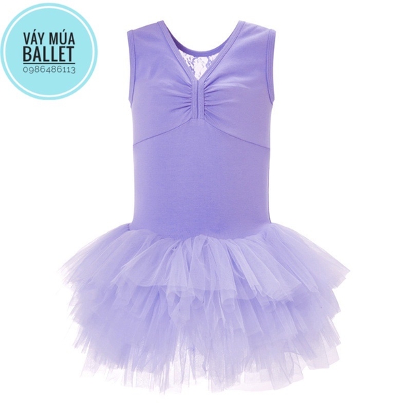 Váy múa ba lỗ đáp ngực phối ren mềm