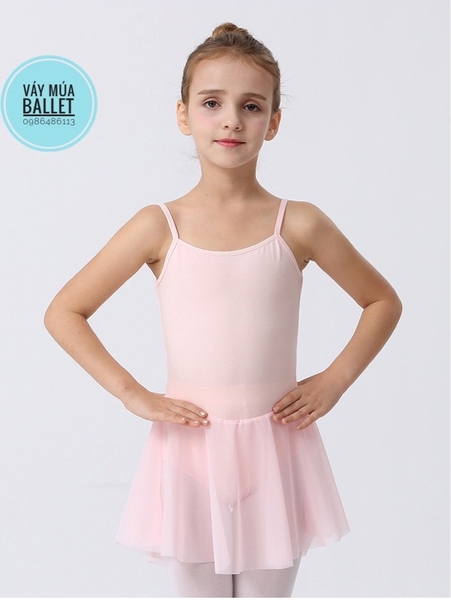 Váy tập múa 2 dây đan lưng (hồng, tím, xanh, đen)