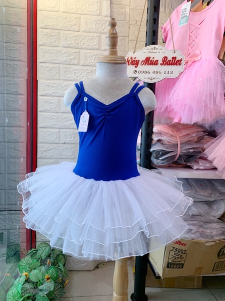 Váy múa dây đan xanh coban