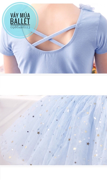 Váy múa hoa cổ sao ngắn (nude, hồng, xanh, tím)