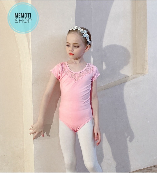 Set áo váy múa phối ren tutu dài tay (tím, hồng)