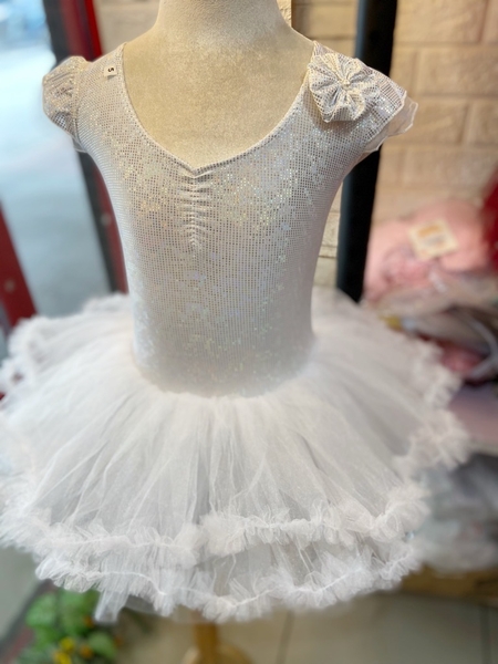Váy múa tay tiên thun lấp lánh tutu trắng