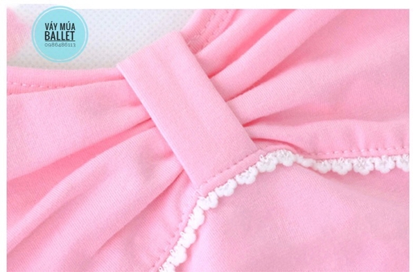 Váy múa tay tiên nơ đáp ngực (hồng, tím)
