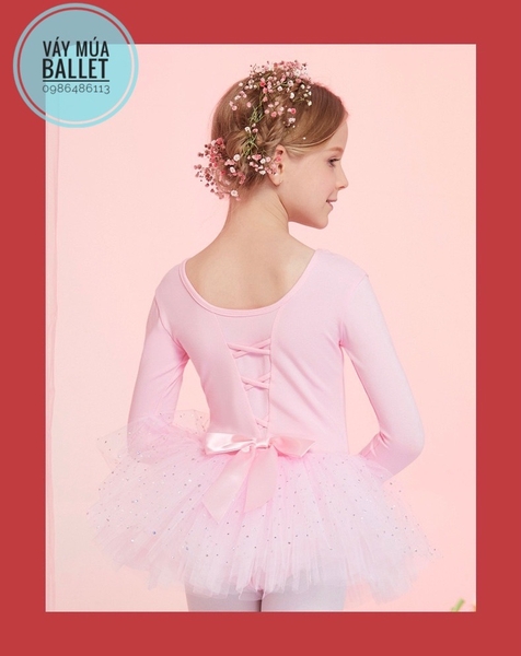 Váy múa đan lưng sao dài E (hồng, nâu, đỏ)