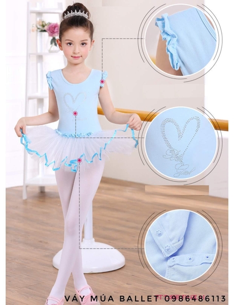Váy múa ballet Cute Girl màu xanh