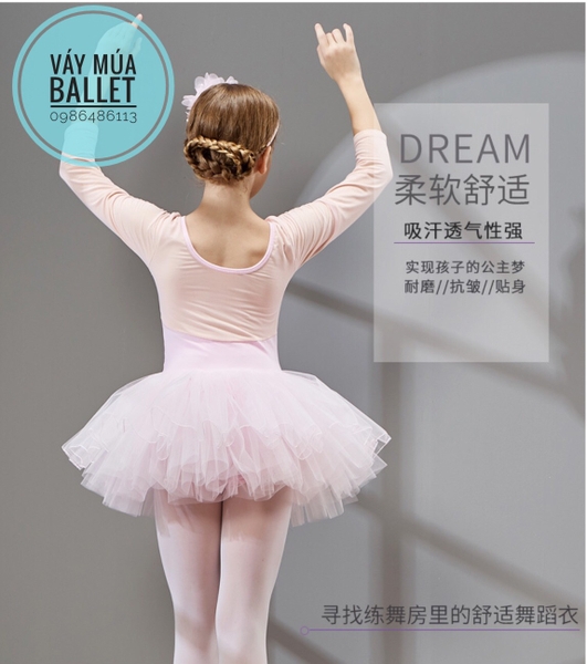 Váy múa phối voan dài tay