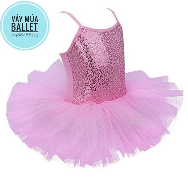 Váy múa thun 2 dây kimsa (xanh, hồng, trắng)