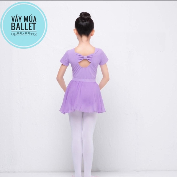 Set áo váy tập múa tay ngắn (tím, hồng, đen, đậm)