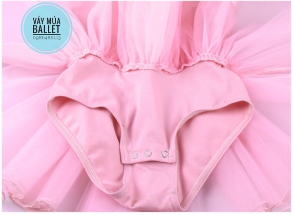 Váy múa tiên dài tay phối màu trắng, hồng